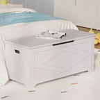 Bianco / Grigio sbiancato / Vintage / Motivo a doppia X – Panchina Contenitore Stile Rustico con Coperchio, Posto per 1 Persona