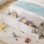 Bianco / Grigio sbiancato / Vintage / Motivo a doppia X – Panchina Contenitore Stile Rustico con Coperchio, Posto per 1 Persona