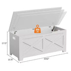 Bianco / Grigio sbiancato / Vintage / Motivo a doppia X – Panchina Contenitore Stile Rustico con Coperchio, Posto per 1 Persona