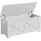 39.4 Storage Chest, Wooden Storage Bench with Safety Hinge, Easy Assembly, Farmhouse Style Large Toy Chest for Entryway, Living Room, Bedroom