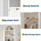 Mobile contenitore ad arco da 72" – Doppia anta e cassetto, Noce / Bianco / Legno