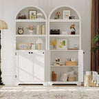 Mobile contenitore ad arco da 72" – Doppia anta e cassetto, Noce / Bianco / Legno