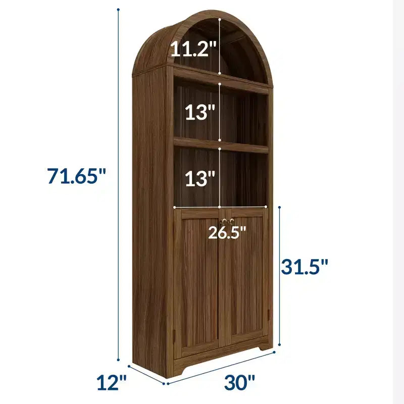 Mobile contenitore ad arco da 72" – Doppia anta e cassetto, Noce / Bianco / Legno