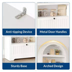 Mobile contenitore ad arco da 72" – Doppia anta e cassetto, Noce / Bianco / Legno