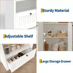 Mobile contenitore ad arco da 72" – Doppia anta e cassetto, Noce / Bianco / Legno