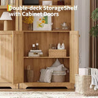 Mobile contenitore ad arco da 72" – Doppia anta e cassetto, Noce / Bianco / Legno