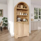 Mobile contenitore ad arco da 72" – Doppia anta e cassetto, Noce / Bianco / Legno
