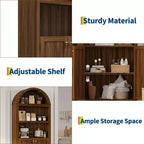 Mobile contenitore ad arco da 72" – Doppia anta e cassetto, Noce / Bianco / Legno