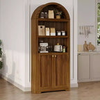 Mobile contenitore ad arco da 72" – Doppia anta e cassetto, Noce / Bianco / Legno