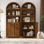 Mobile contenitore ad arco da 72" – Doppia anta e cassetto, Noce / Bianco / Legno