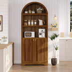 72 Tall Arched Pantry Cabinet, Kitchen Pantry Cabinet with Adjustable Shelf & Handles, Wood Storage Cabinet for Dining Room, Kitchen, Living Room