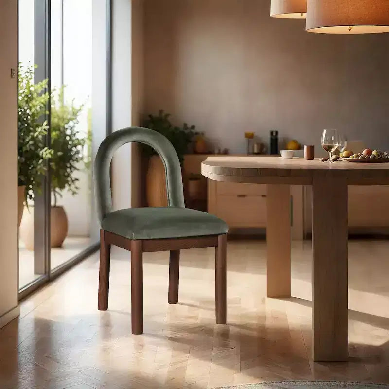 Sedia da pranzo in velluto con gambe in noce, stile Art Déco, 1 posto a sedere
