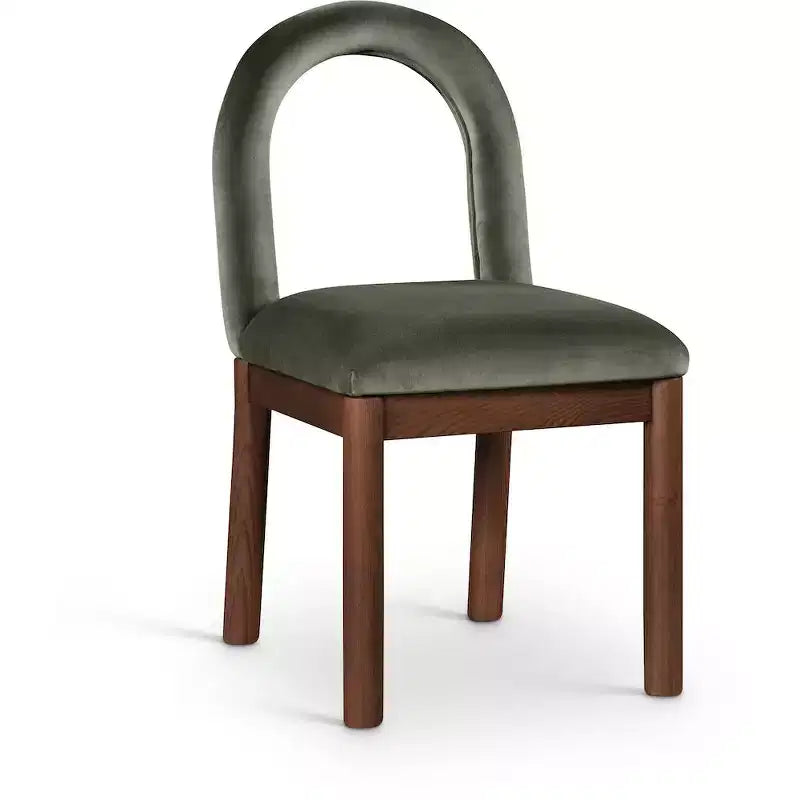 Sedia da pranzo in velluto con gambe in noce, stile Art Déco, 1 posto a sedere