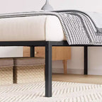 Telaio letto a piattaforma in metallo nero, matrimoniale, 450 kg di supporto, 1-2 persone