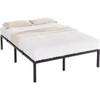 Telaio letto a piattaforma in metallo nero, matrimoniale, 450 kg di supporto, 1-2 persone