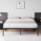 Telaio letto a piattaforma in metallo nero, matrimoniale, 450 kg di supporto, 1-2 persone