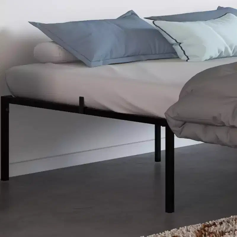 Telaio letto a piattaforma in metallo nero, matrimoniale, 450 kg di supporto, 1-2 persone