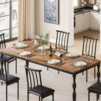Rectangular Dining Table for 6, 78 Inch Rustic Farmhouse Kitchen Table with Large Tabletop