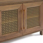 Mobile TV con anta in rattan nero/rovere rustico/bianco per TV fino a 78"