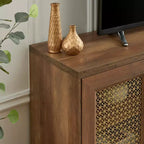 Mobile TV con anta in rattan nero/rovere rustico/bianco per TV fino a 78"