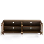 Mobile TV con anta in rattan nero/rovere rustico/bianco per TV fino a 78"