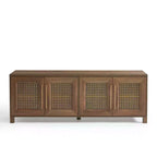 Mobile TV con anta in rattan nero/rovere rustico/bianco per TV fino a 78"