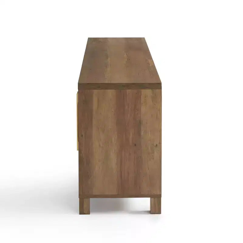 Mobile TV con anta in rattan nero/rovere rustico/bianco per TV fino a 78"