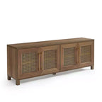 Mobile TV con anta in rattan nero/rovere rustico/bianco per TV fino a 78"