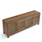 Mobile TV con anta in rattan nero/rovere rustico/bianco per TV fino a 78"