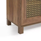 Mobile TV con anta in rattan nero/rovere rustico/bianco per TV fino a 78"