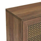 Mobile TV con anta in rattan nero/rovere rustico/bianco per TV fino a 78"