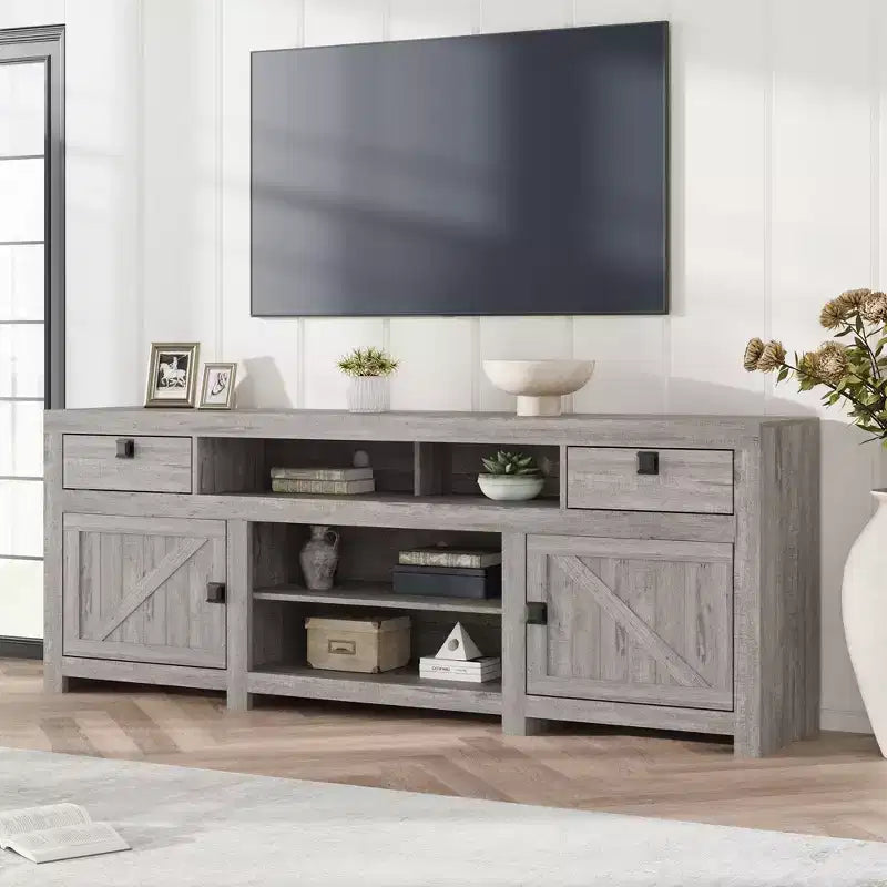 GustoWave 70.1 Farmhouse TV Stand, Media Console with Storage Drawers & Open Shelf for Living Room, Bedroom