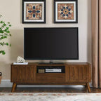 GDFStudio Kriknak Mid-Century Modern 59.1'' Wooden Fluted TV Stand with 2 Doors and 1 Drawer