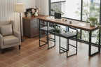 MAYEERTY Set of 2 Velvet Upholstered Bar Stools Counter Height With Footrest Backrest Modern Dining Chairs Black Gray