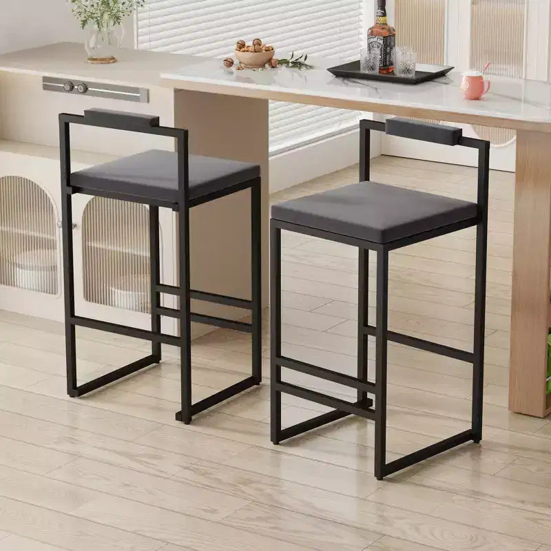 Sgabello da bar in velluto grigio, senza schienale basso, 1 posto