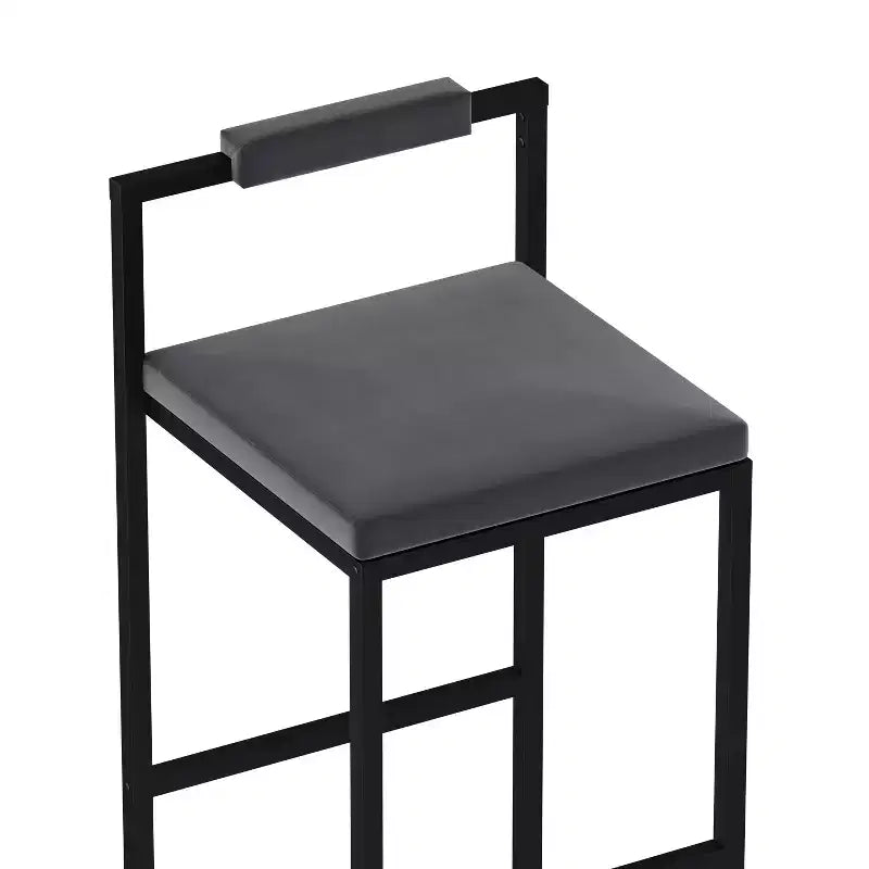 Sgabello da bar in velluto grigio, senza schienale basso, 1 posto