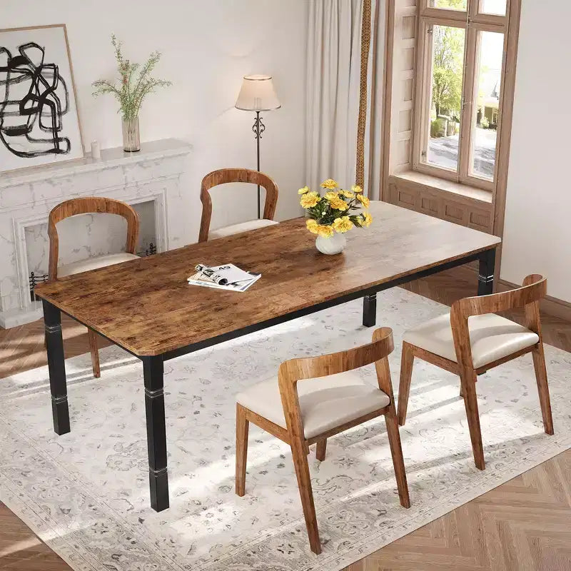 Tavolo da pranzo rettangolare nero/multicolore, 6-8 posti a sedere