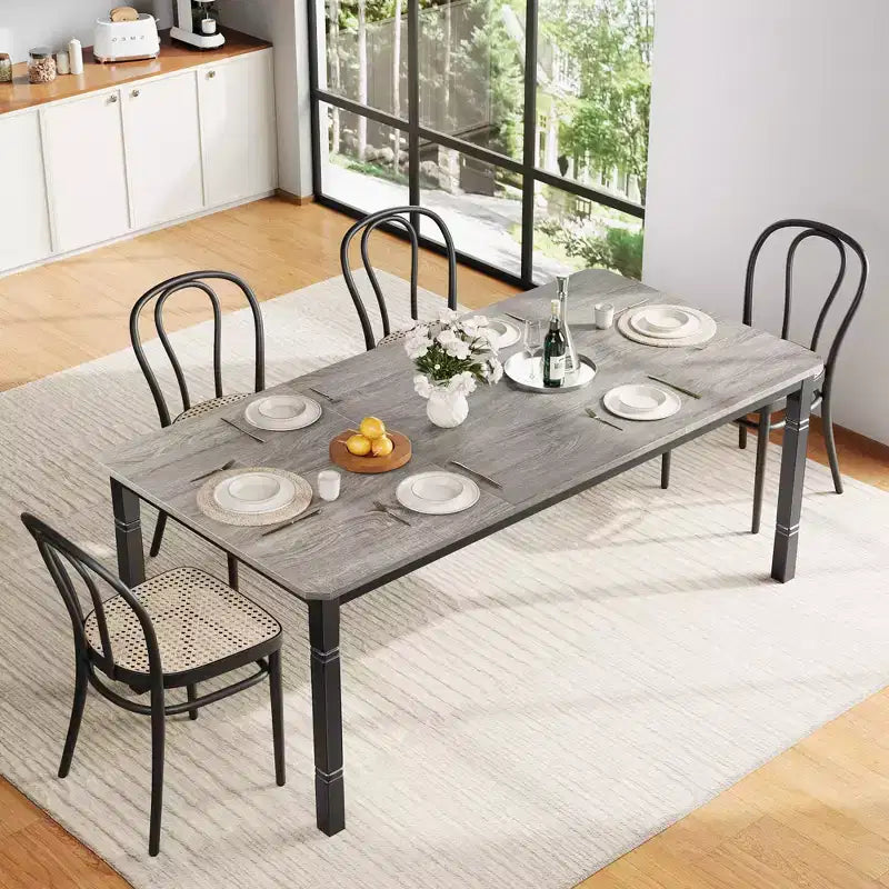 Tavolo da pranzo rettangolare nero/multicolore, 6-8 posti a sedere