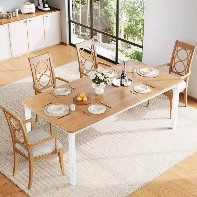 Tavolo da pranzo rettangolare nero/multicolore, 6-8 posti a sedere