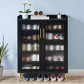 Acekool 5-Tier Shoe Cabinet with Glass Doors, Adjustable Shelves, Entryway Shoe Organizer, Space-Saving Storage for Home, Black