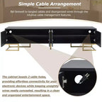 Mobile TV moderno con gambe in metallo e maniglie dorate, nero/bianco, adatto per TV fino a 80"