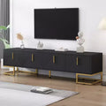 Whisen Modern TV Stand with Metal Legs & Gold Handles, Console Table with Cabinets and Adjustable Shelves, Fits TVs Up to 80''
