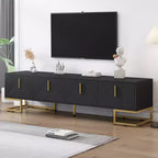 Whisen Modern TV Stand with Metal Legs & Gold Handles, Console Table with Cabinets and Adjustable Shelves, Fits TVs Up to 80''