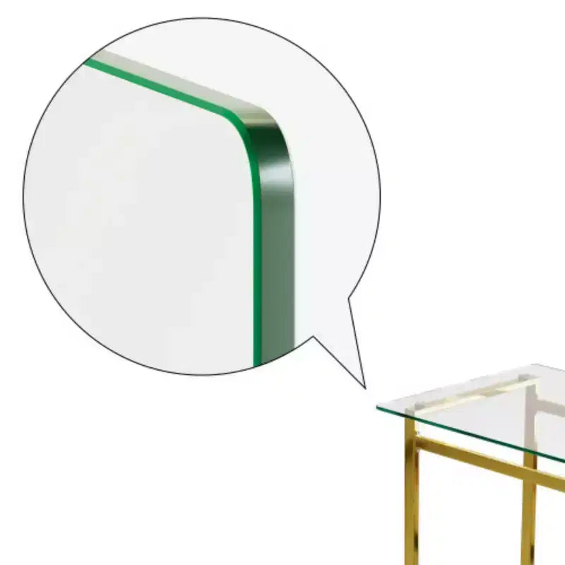 Tavolo da Pranzo Rettangolare in Vetro Trasparente e Oro, Posti a Sedere per 4-6 Persone