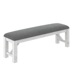 VECELO Rubber Wood Dining Bench, Upholstered Footstool, Bedside Stool for Dining Room or Kitchen, Gray