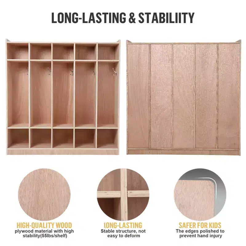 Mobile Cubby per stoccaggio in legno, con/senza vetro, 8 o 15 sezioni, multiutente