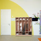 Mobile Cubby per stoccaggio in legno, con/senza vetro, 8 o 15 sezioni, multiutente