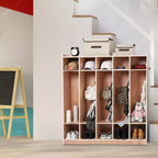 Mobile Cubby per stoccaggio in legno, con/senza vetro, 8 o 15 sezioni, multiutente