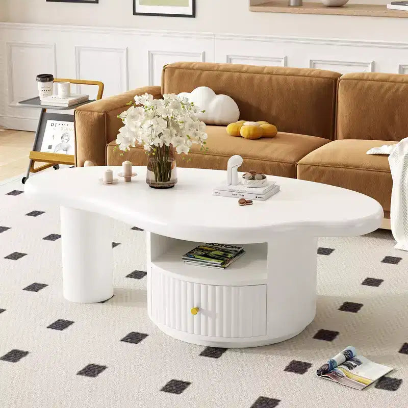 Set di tavolini da caffè White Cloud, forma irregolare, 3 pezzi