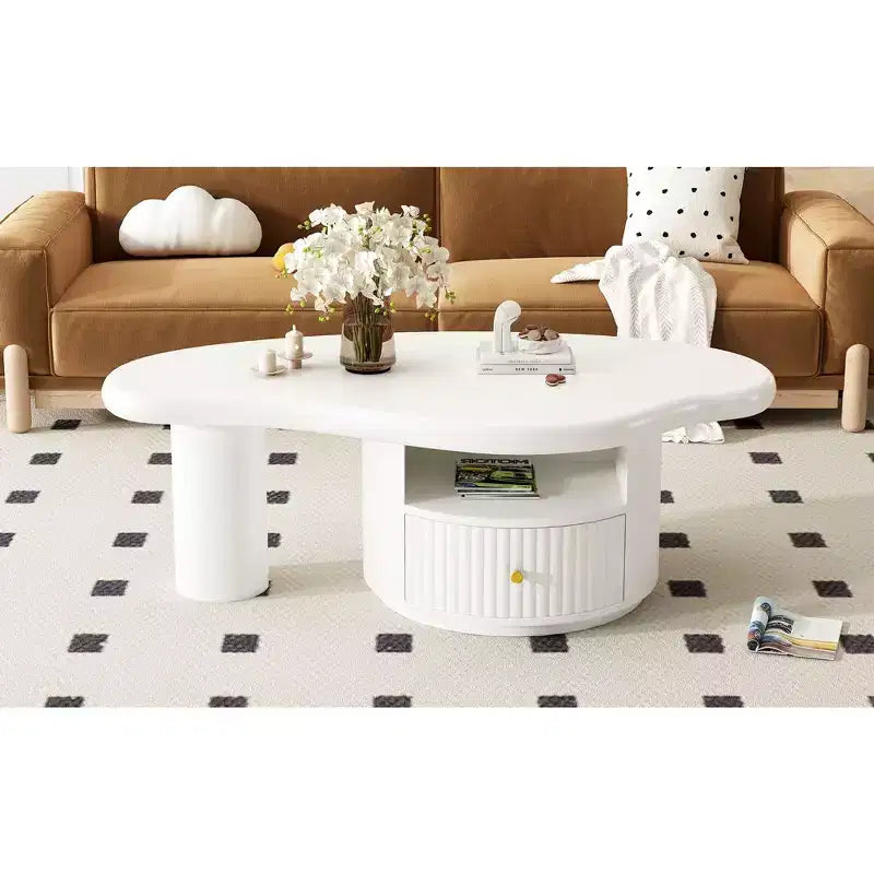 Set di tavolini da caffè White Cloud, forma irregolare, 3 pezzi
